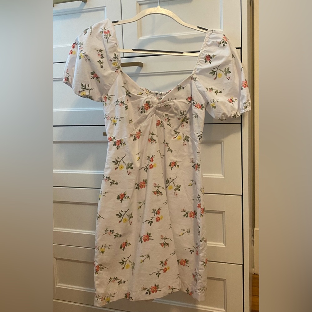 Abercrombie White Floral Puff Sleeve Mini Dress